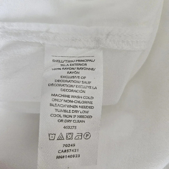 Ann Taylor LOFT Shirt White Embroidered Long Sleeve V Neck Peasant Top Petite - Picture 7 of 7